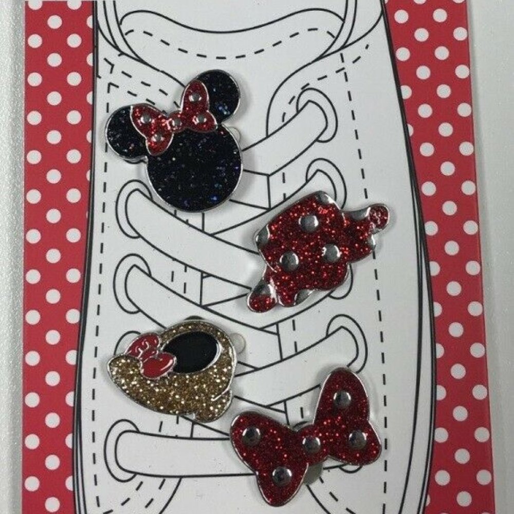 Disney Parks Minnie Glitter Shoelace Charms 4pc